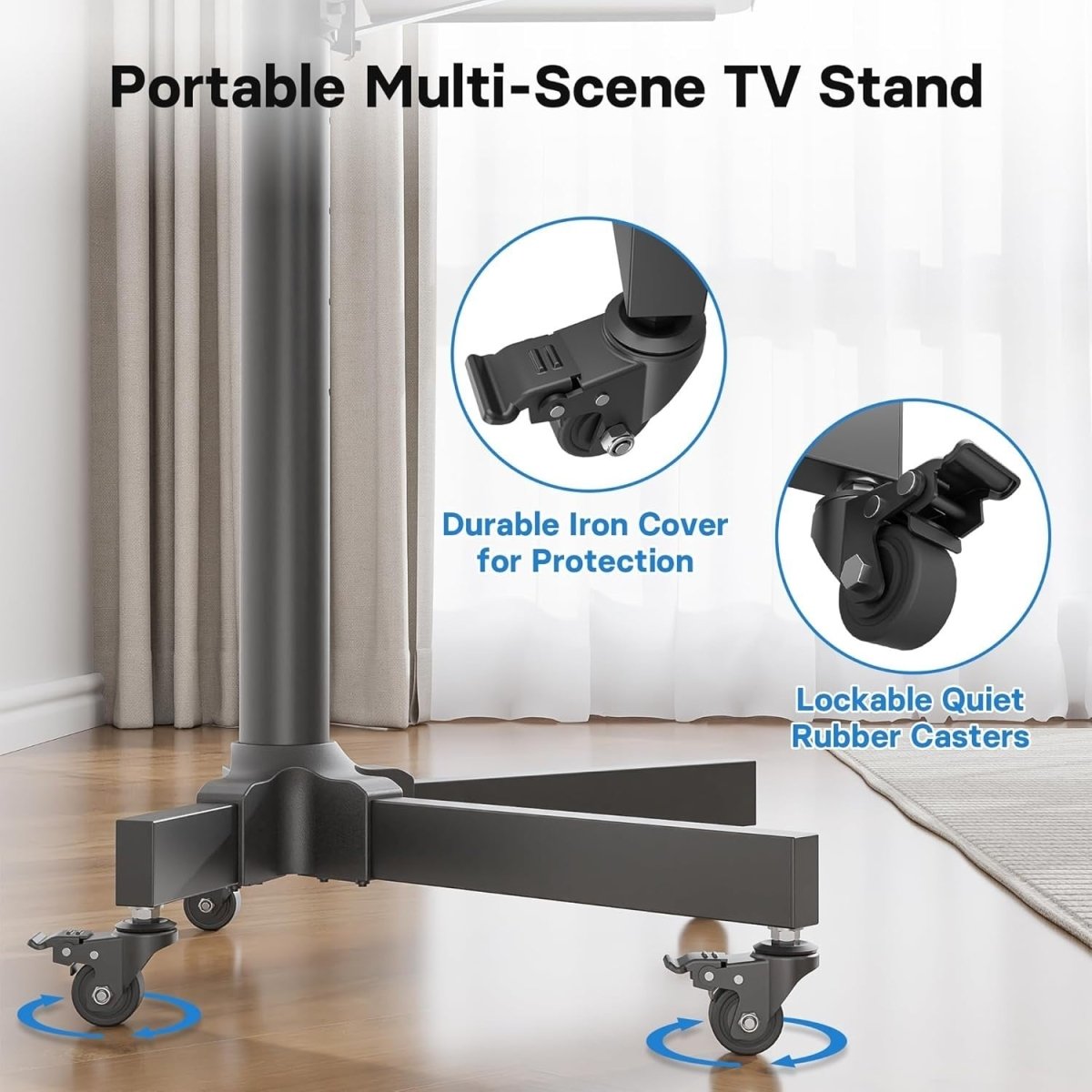 Rolling Mobile TV Stand 23-60" Tilt Height Adjustable Cart with Tray VESA 400x40 - Kwikley