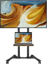 Rolling TV Stand for 32-70” Screens Tilt Mobile Cart Height Adjustable - Kwikley