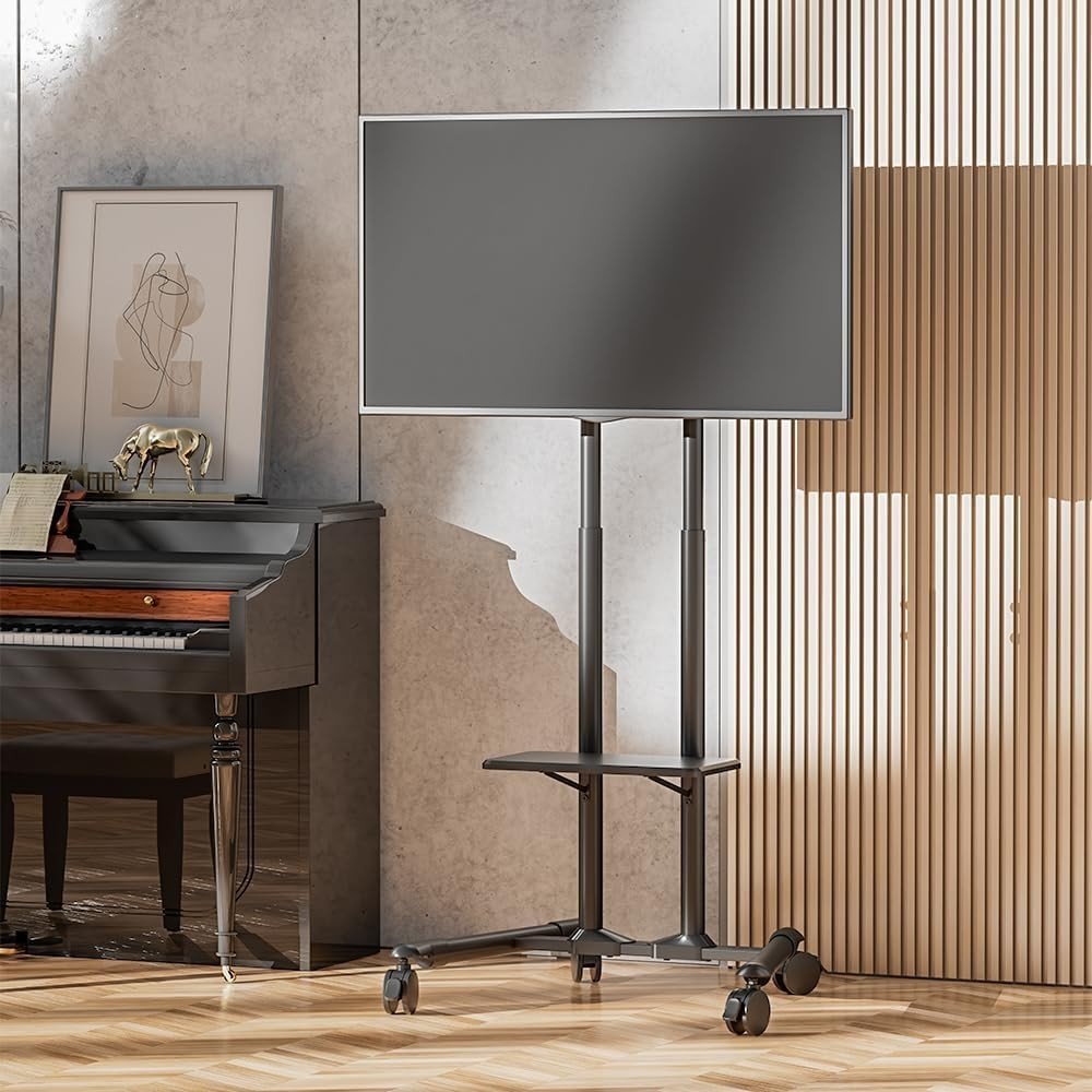 Rolling TV Stand for 32-70” Screens Tilt Mobile Cart Height Adjustable - Kwikley