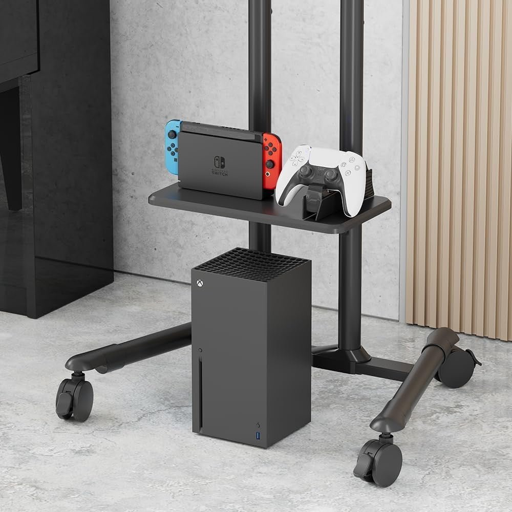 Rolling TV Stand for 32-70” Screens Tilt Mobile Cart Height Adjustable - Kwikley