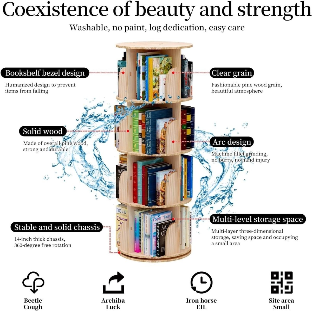Rotating 360° Hexagonal 5 - Tier Kids Bookcase Corner Shelf Storage Rack - Kwikley