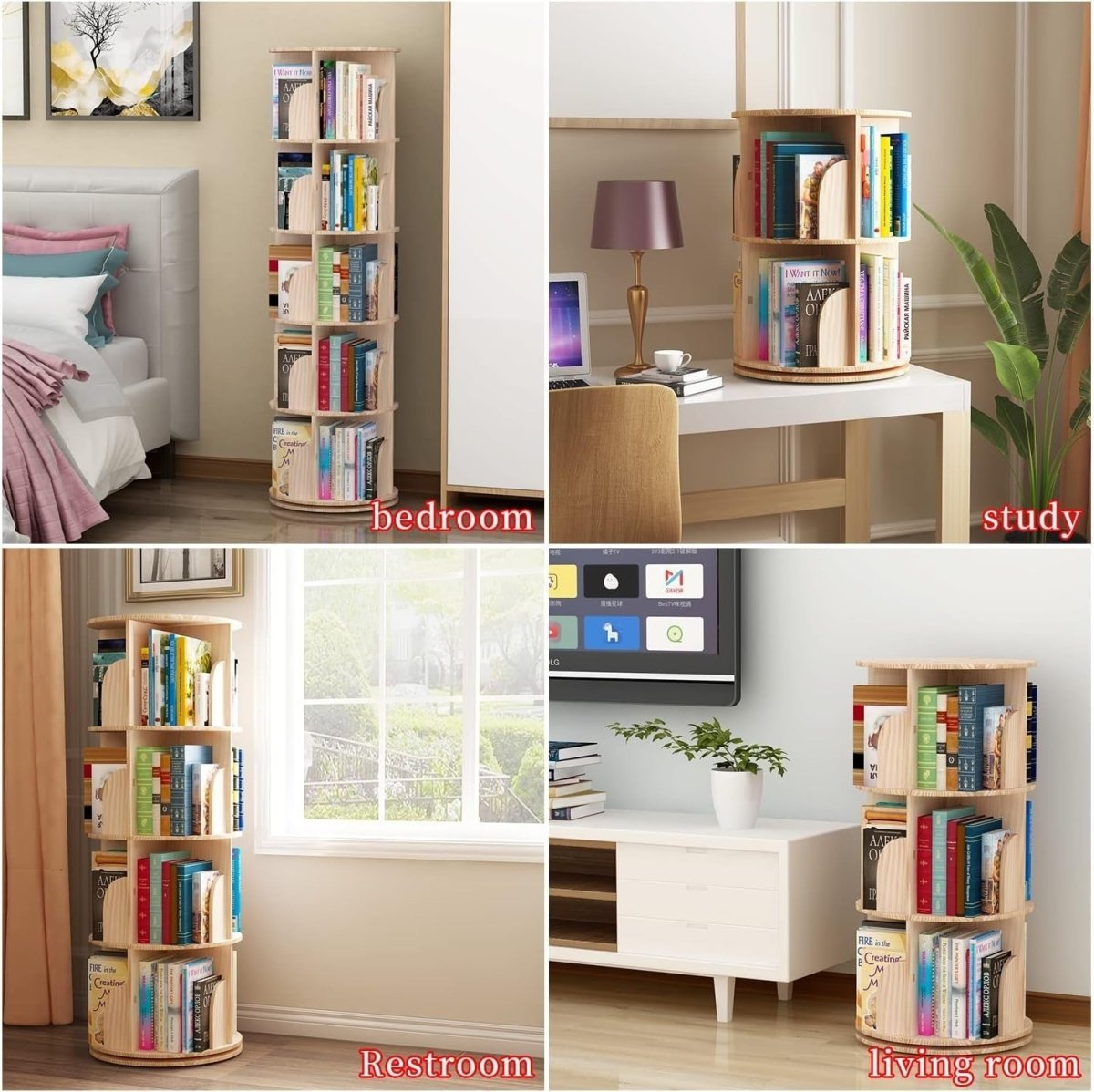 Rotating 360° Hexagonal 5 - Tier Kids Bookcase Corner Shelf Storage Rack - Kwikley