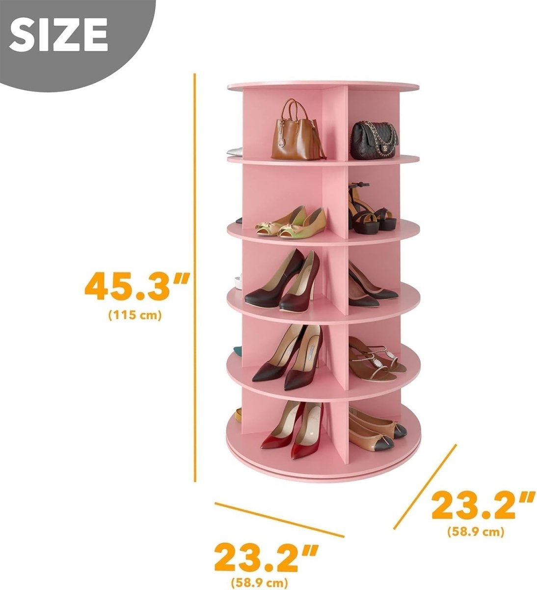 Rotating 5 - Tier Shoe Rack Organizer, Space - Saving 115cm High, Easy Assembly - Kwikley