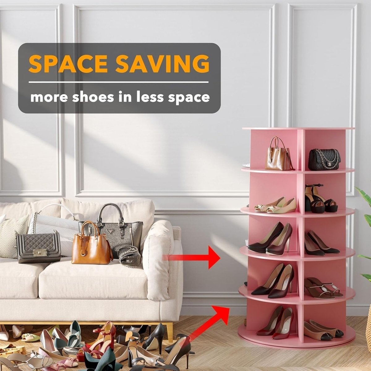 Rotating 5 - Tier Shoe Rack Organizer, Space - Saving 115cm High, Easy Assembly - Kwikley