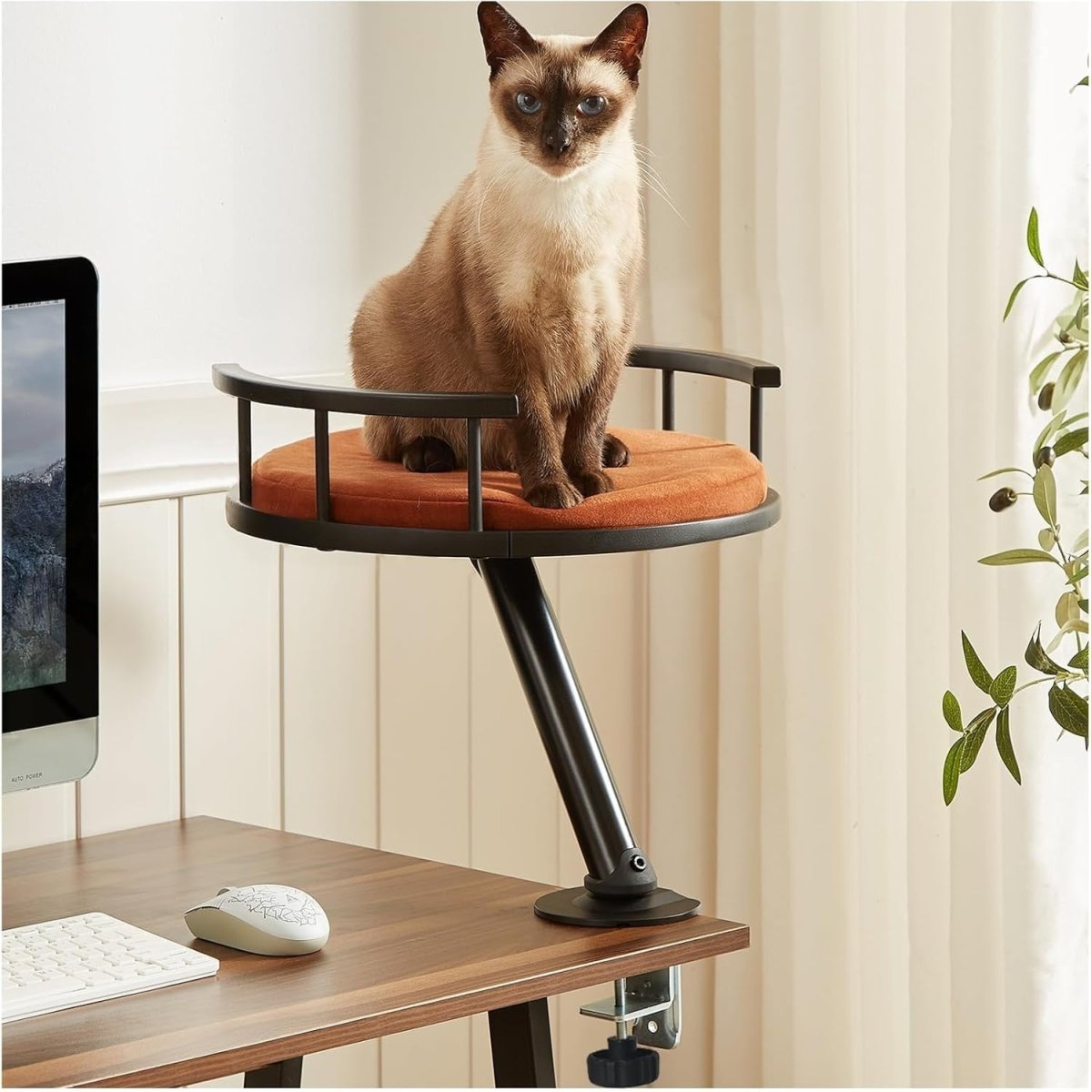 Rotating Desk Cat Bed Elevated Cat Hammock Clamp On Cat Perch - Kwikley