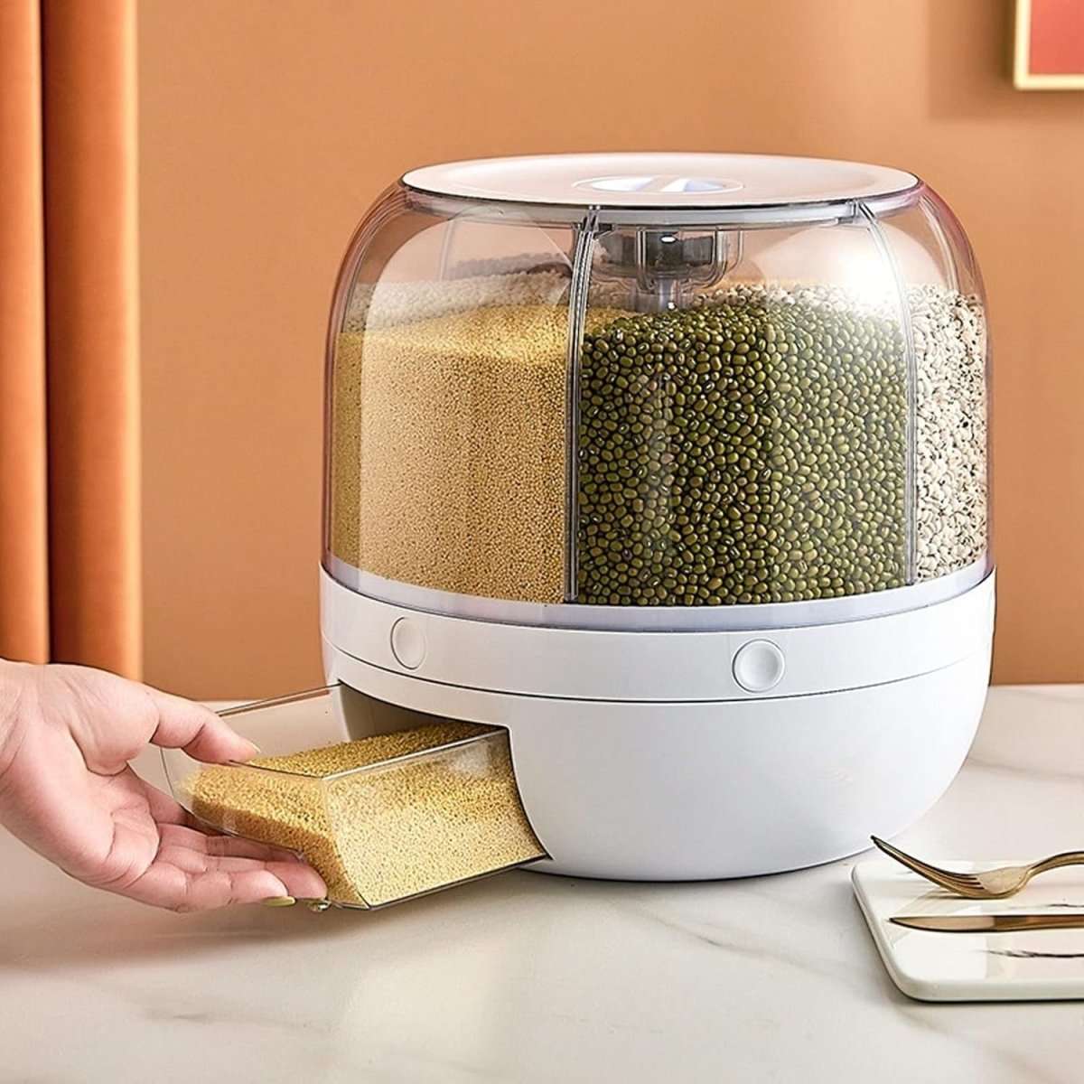 Rotating Grain Storage Dispenser PP Rice Container Anti Moisture Bin - Kwikley