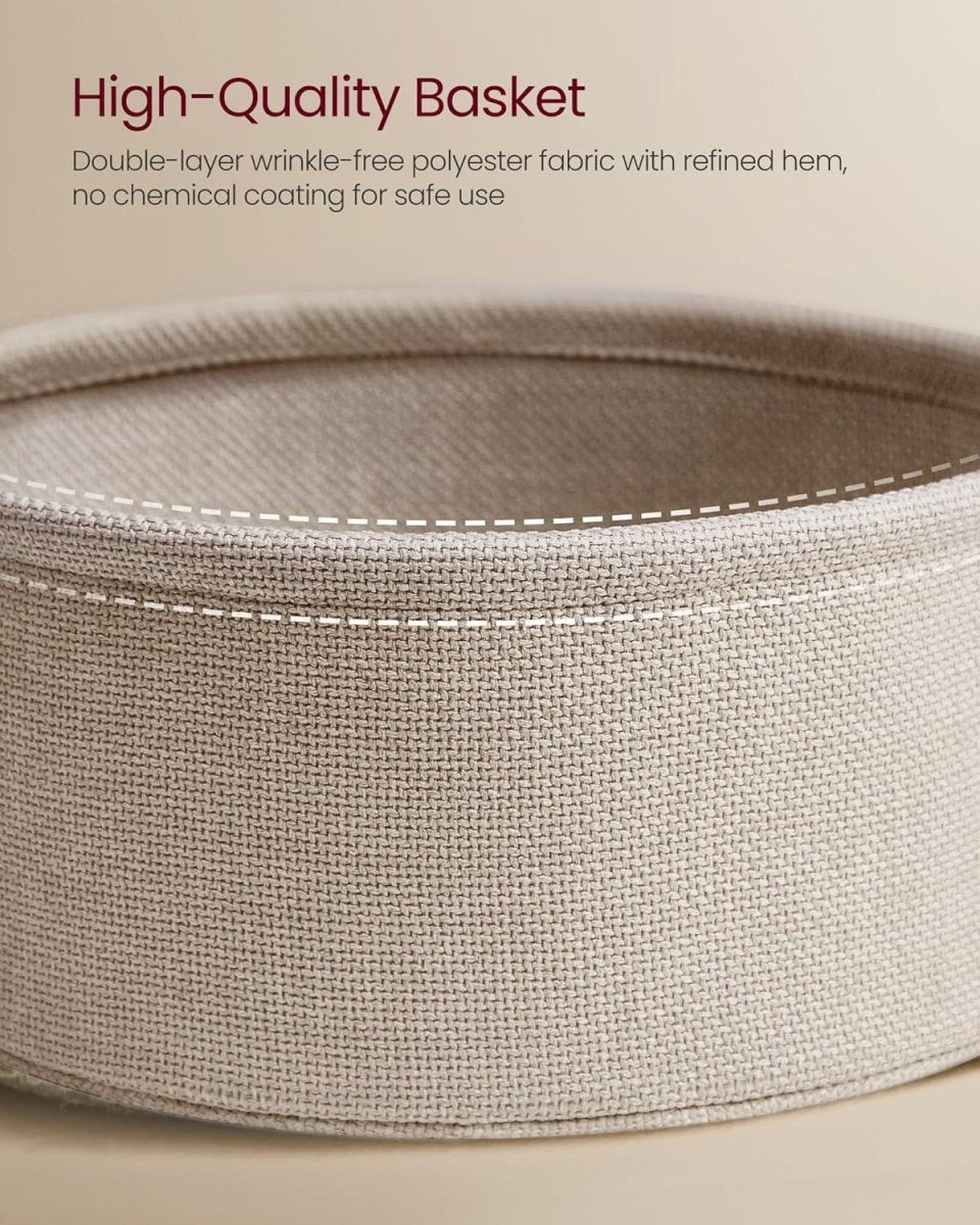 Round Coffee Table with Storage Basket, Sturdy Metal Frame, Modern Living Room - Kwikley