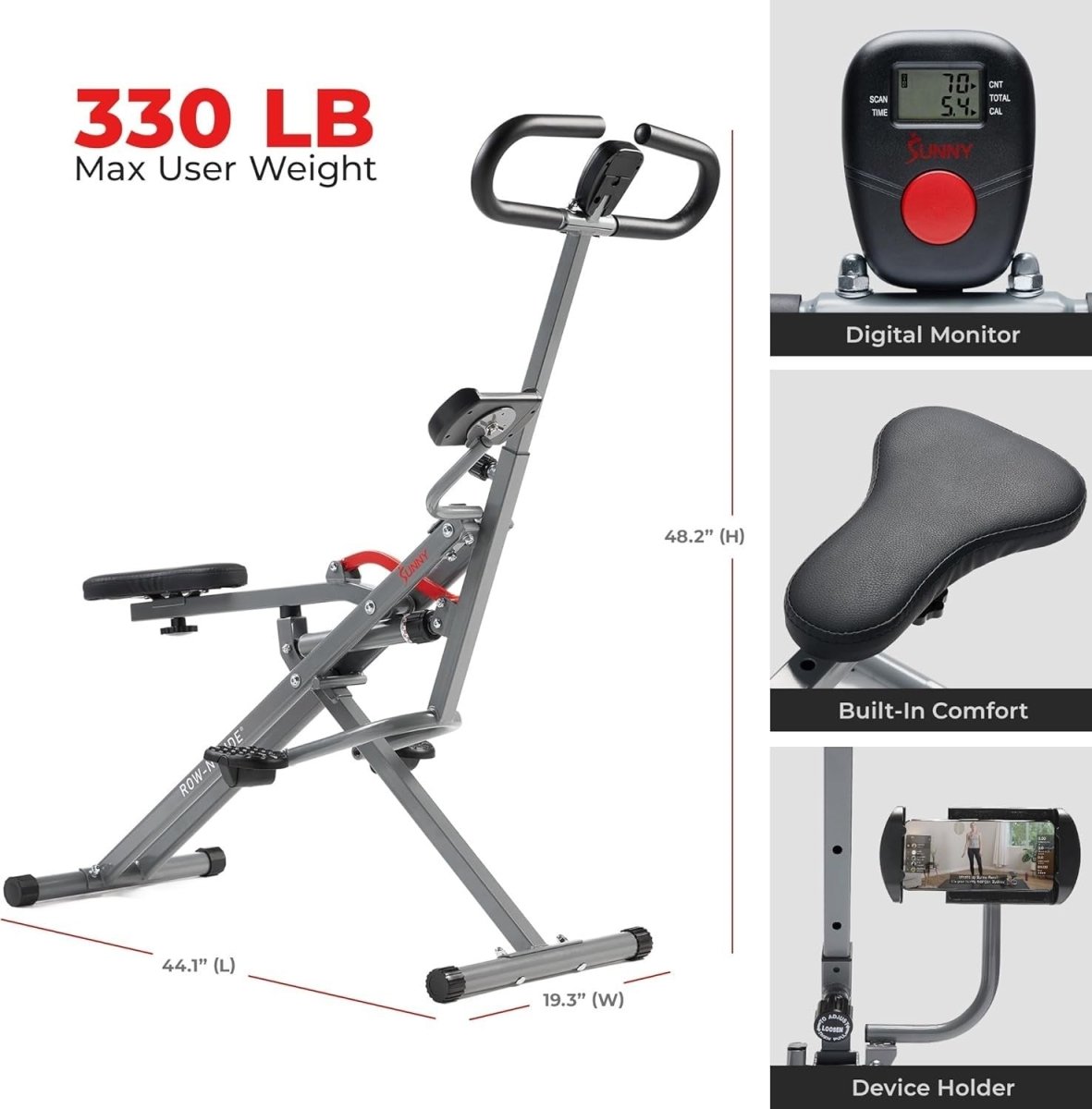 Row N Ride PRO Squat Machine Full Body Workout Cardio Home Trainer - Kwikley