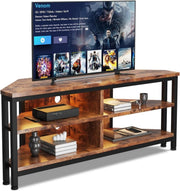 Rustic Corner TV Stand LED Lighting Storage Cabinet for 50" TVs Gaming Setup - Kwikley
