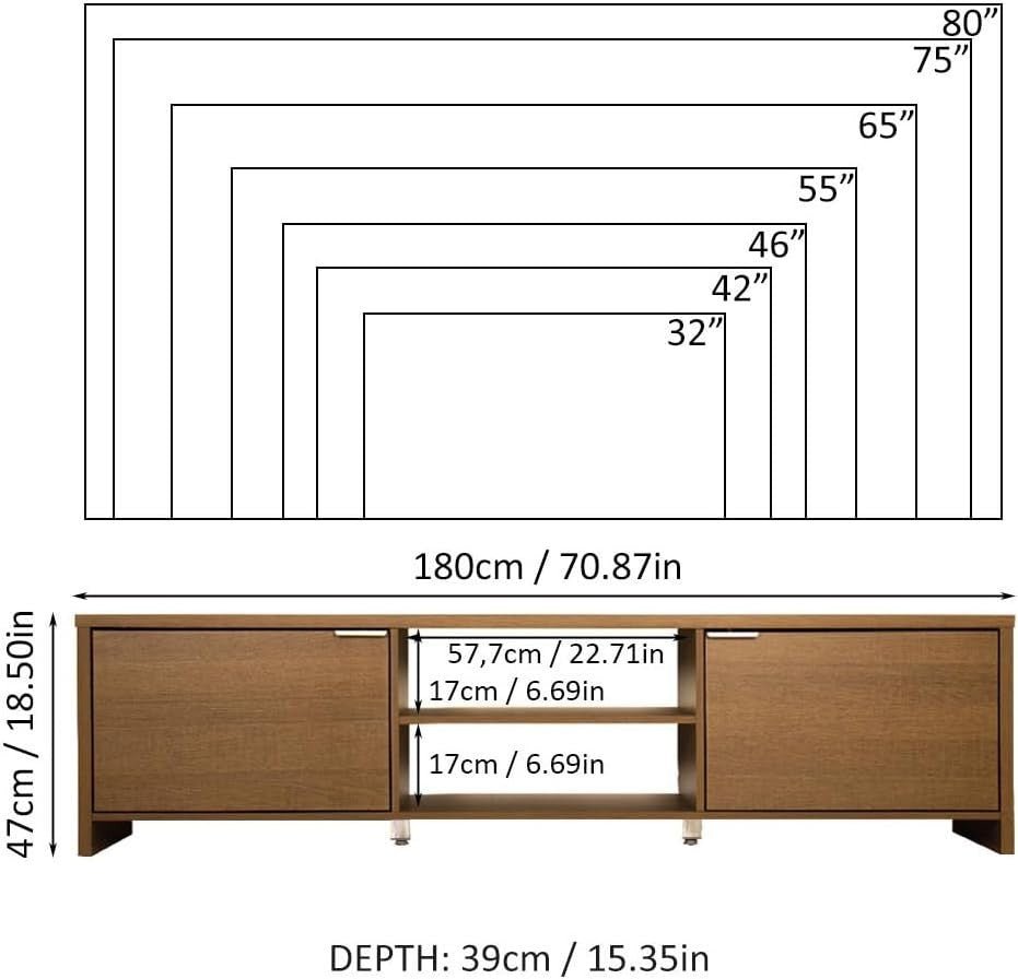 Rustic Large TV Stand for 65" TVs with Cable Management & Storage Cabinet - Kwikley
