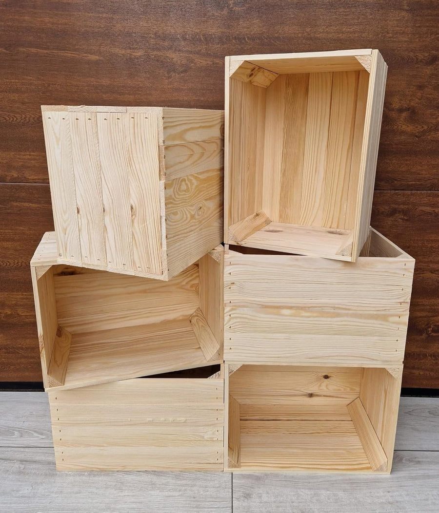 Rustic Natural Wood Storage Crate 29x24x39cm Handcrafted Decor Box - Kwikley