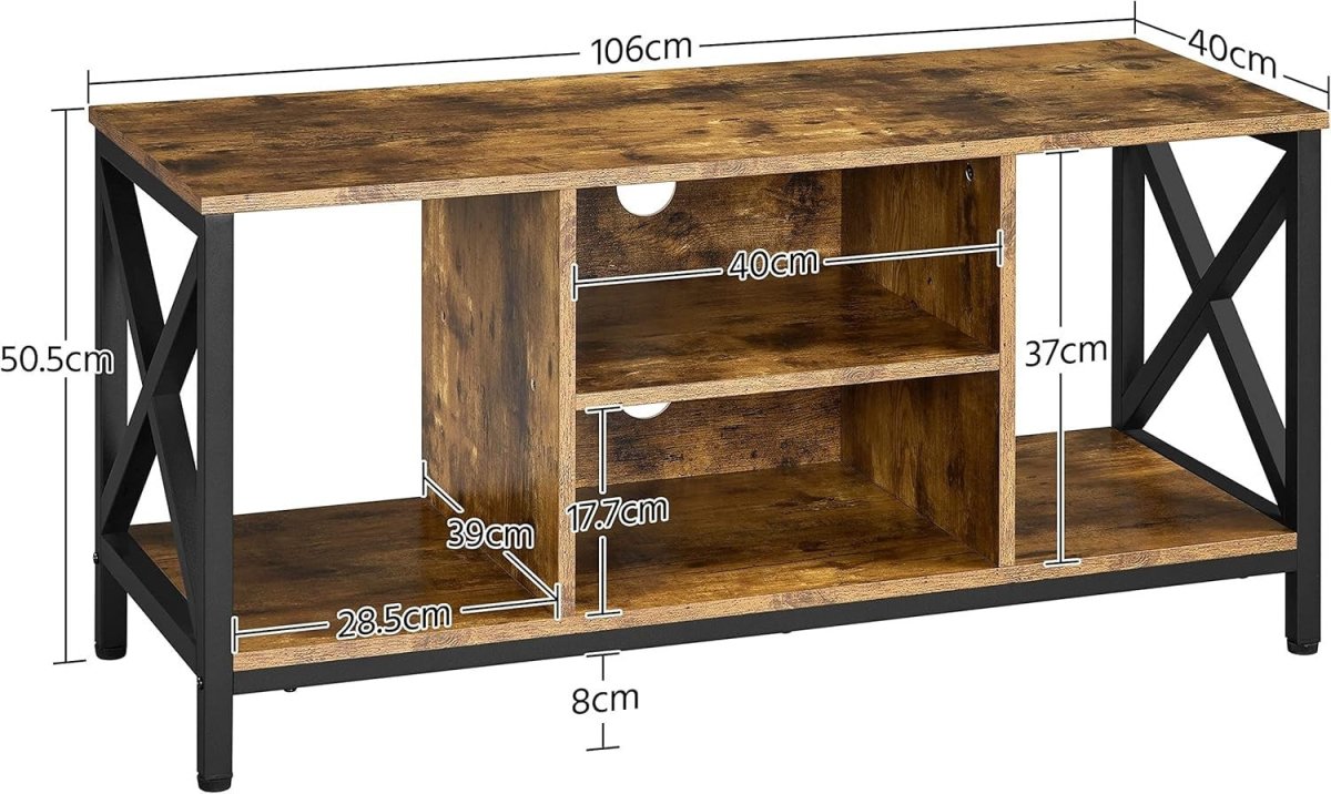 Rustic TV Stand for 50” TV Industrial Unit with Shelves Storage Cabinet - Kwikley