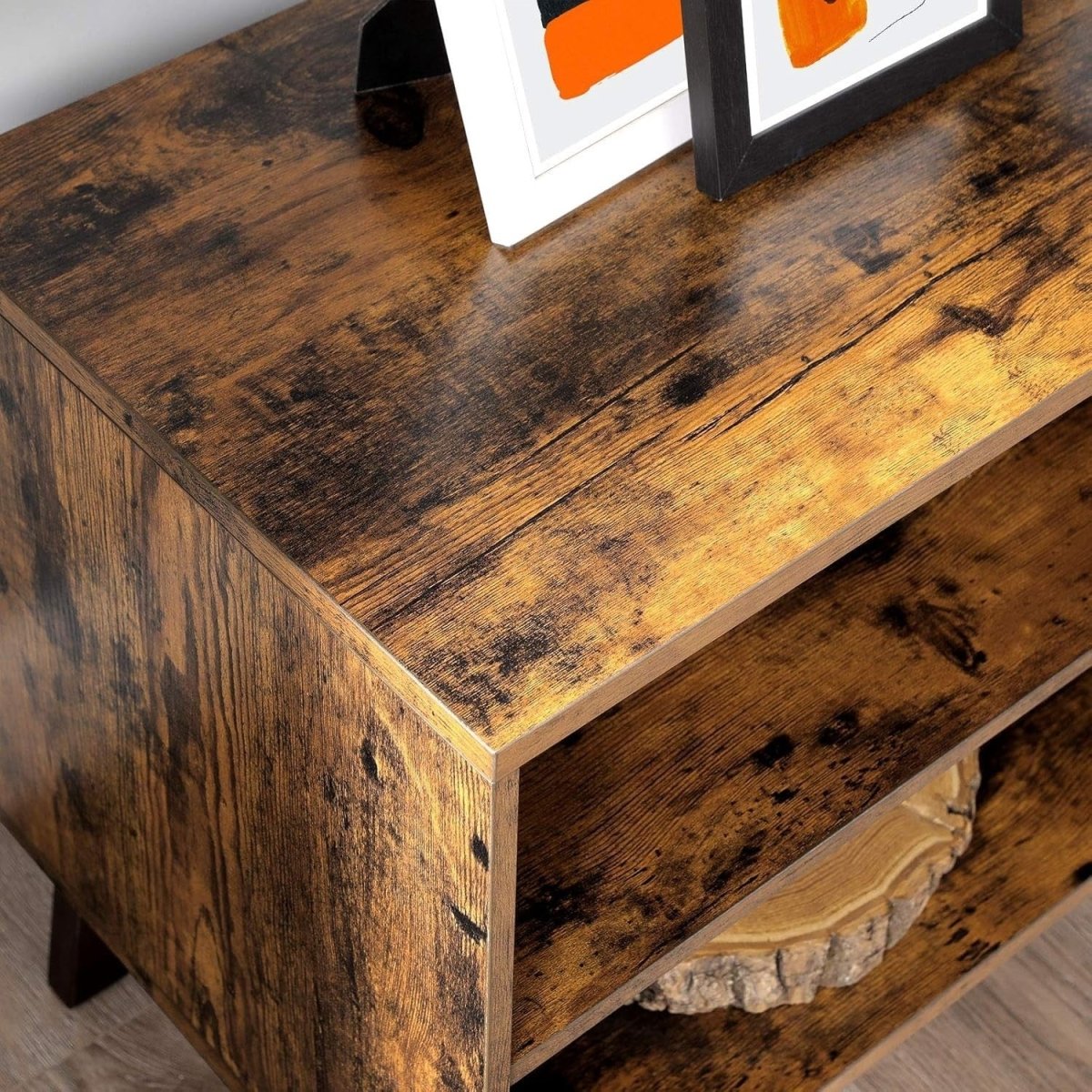 Rustic TV Stand for 65" TVs with Storage, 2 Doors, Adjustable Shelves, 140cm - Kwikley