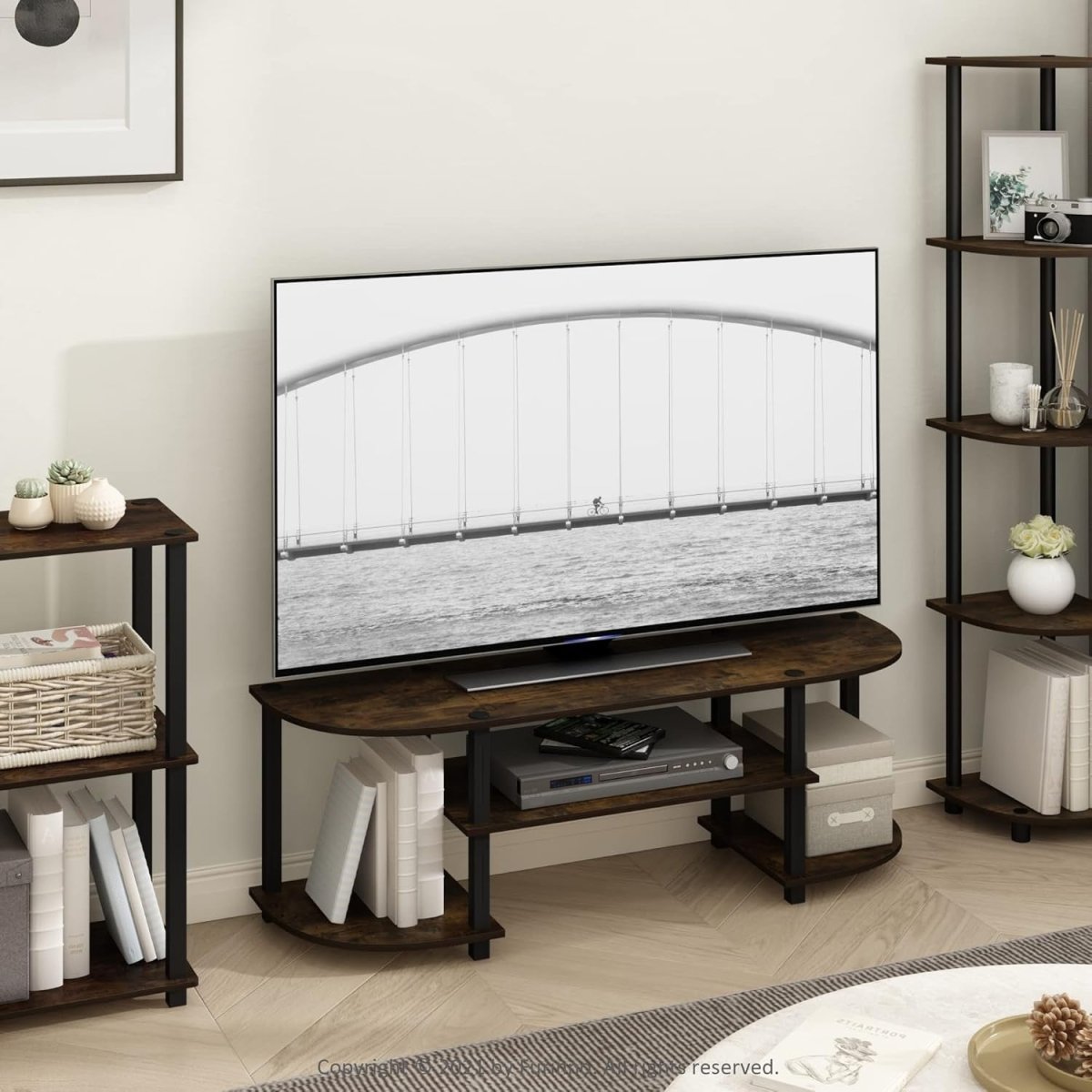 Rustic TV Stand Unit for 50" TV Wood Entertainment Console Shelf - Kwikley