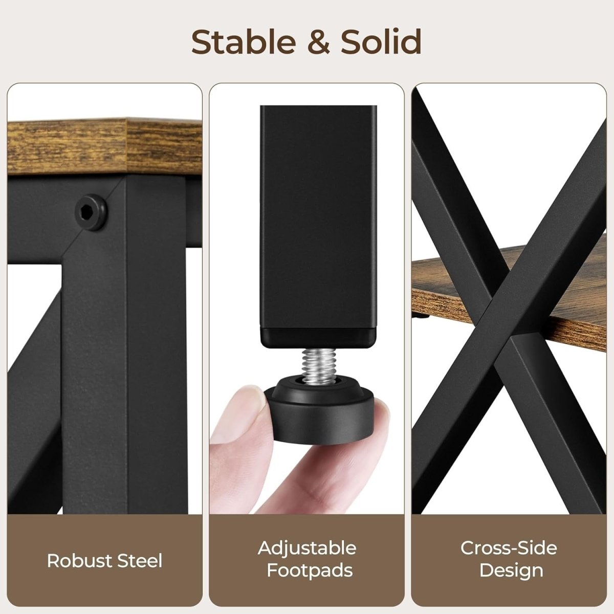 Rustic TV Stand Unit for 65" TVs Storage Shelves Industrial Metal Wood - Kwikley