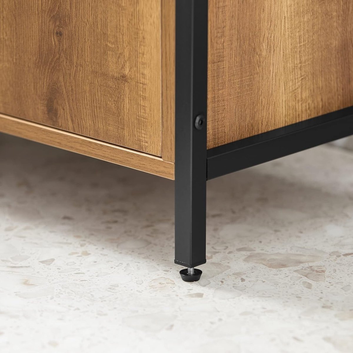 Rustic Wood Under Sink Bathroom Cabinet with Metal Frame & Storage Shelf - Kwikley