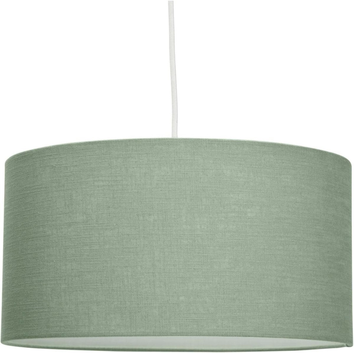 Sage Green Drum Pendant Lampshade 35cm Easy Fit Linen Ceiling Shade - Kwikley