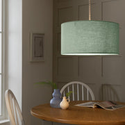 Sage Green Drum Pendant Lampshade 35cm Easy Fit Linen Ceiling Shade - Kwikley