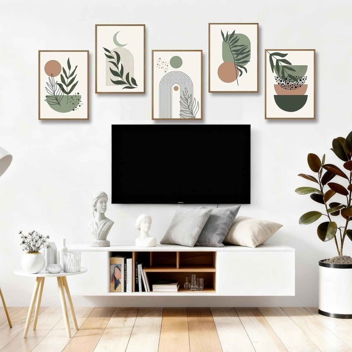 Sage Green Wall Art Set 6 Boho Canvas 30x40cm - Kwikley