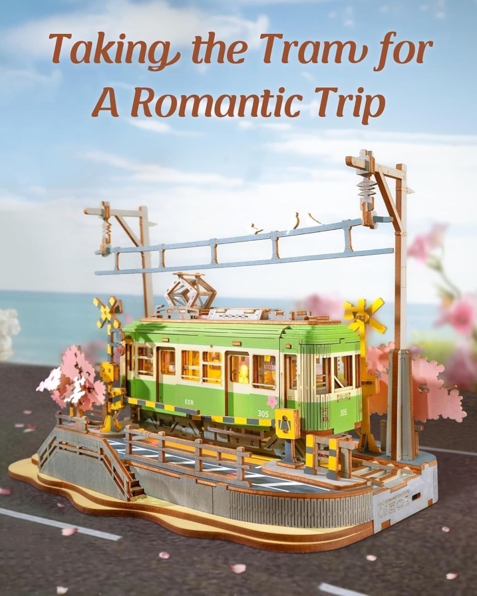 Sakura Tram 3D Wooden Puzzle LED Japanese Scene DIY Model Kit Gift - Kwikley