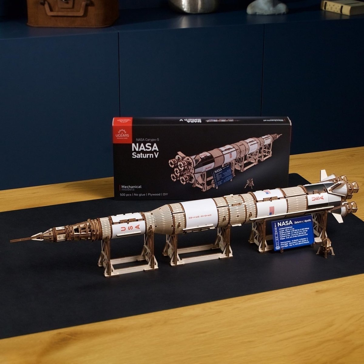 Saturn V Rocket 3D Wooden Puzzle Space Model Kit STEM DIY Build - Kwikley