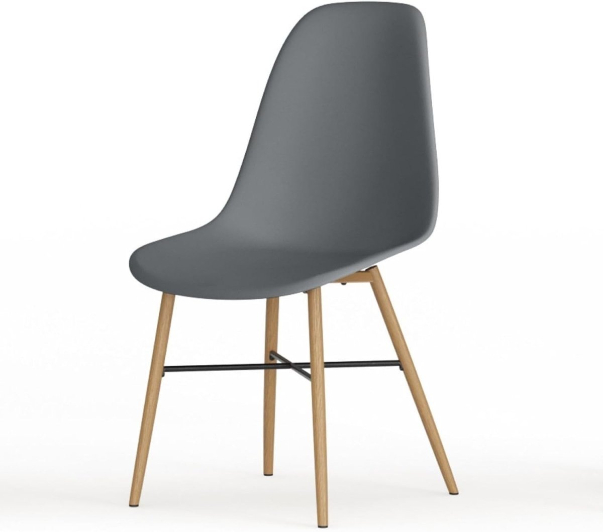 Scandinavian Dining Chairs Set of 4 Ergonomic Wood Effect Metal Legs Grey - Kwikley
