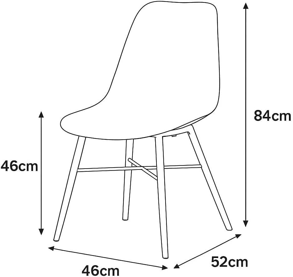 Scandinavian Dining Chairs Set of 4 Ergonomic Wood Effect Metal Legs Grey - Kwikley