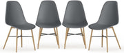 Scandinavian Dining Chairs Set of 4 Ergonomic Wood Effect Metal Legs Grey - Kwikley