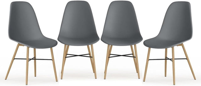 Scandinavian Dining Chairs Set of 4 Ergonomic Wood Effect Metal Legs Grey