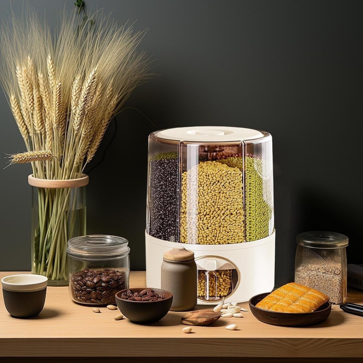 Sealable Rice Dispenser Grain Storage Container Airtight Food Bin - Kwikley