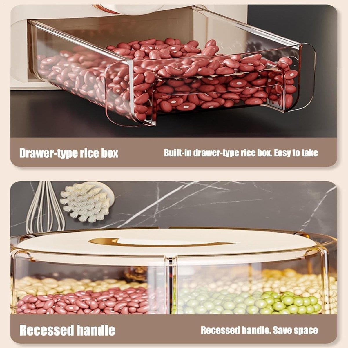 Sealable Rice Dispenser Grain Storage Container Airtight Food Bin - Kwikley