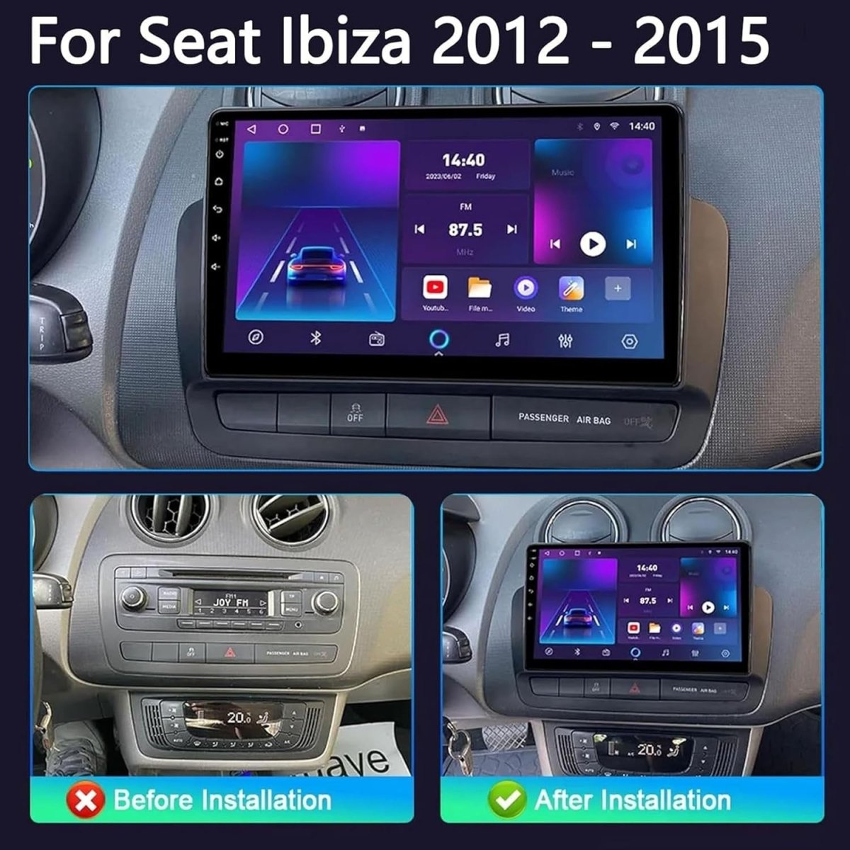 Seat Ibiza 2012 - 2015 Android 15 Car Stereo 9" Touchscreen – Black - Kwikley