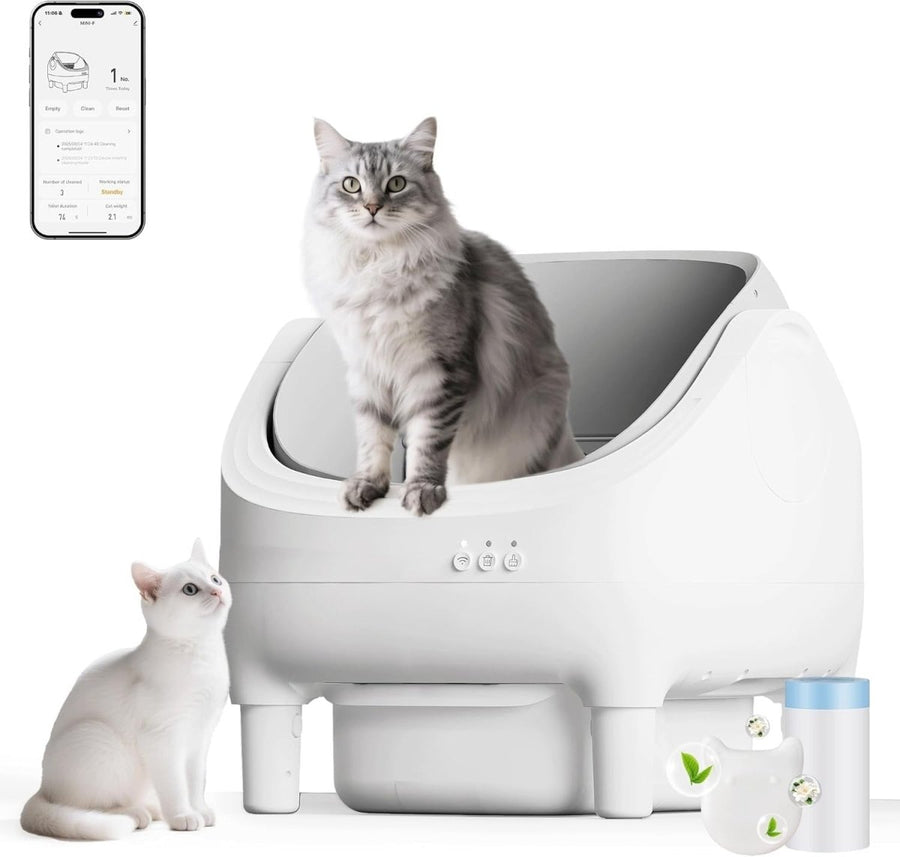 Self Cleaning Cat Litter Box App Control XL Auto Tray 15 Day Capacity - Kwikley