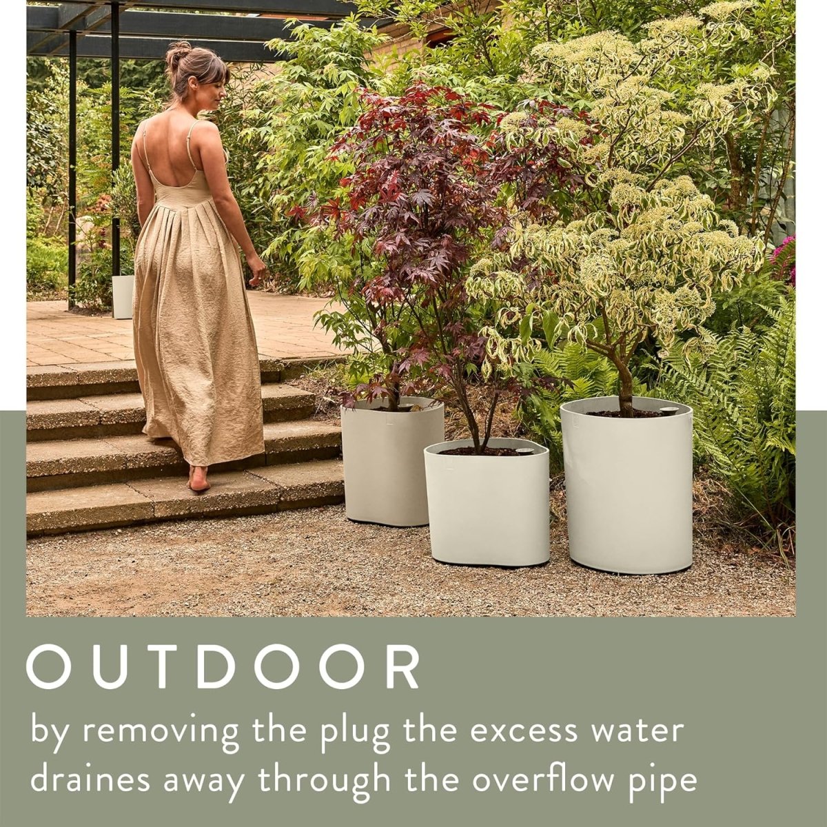 Self Watering Plant Pot 40cm Indoor Outdoor Recycled Plastic - Kwikley