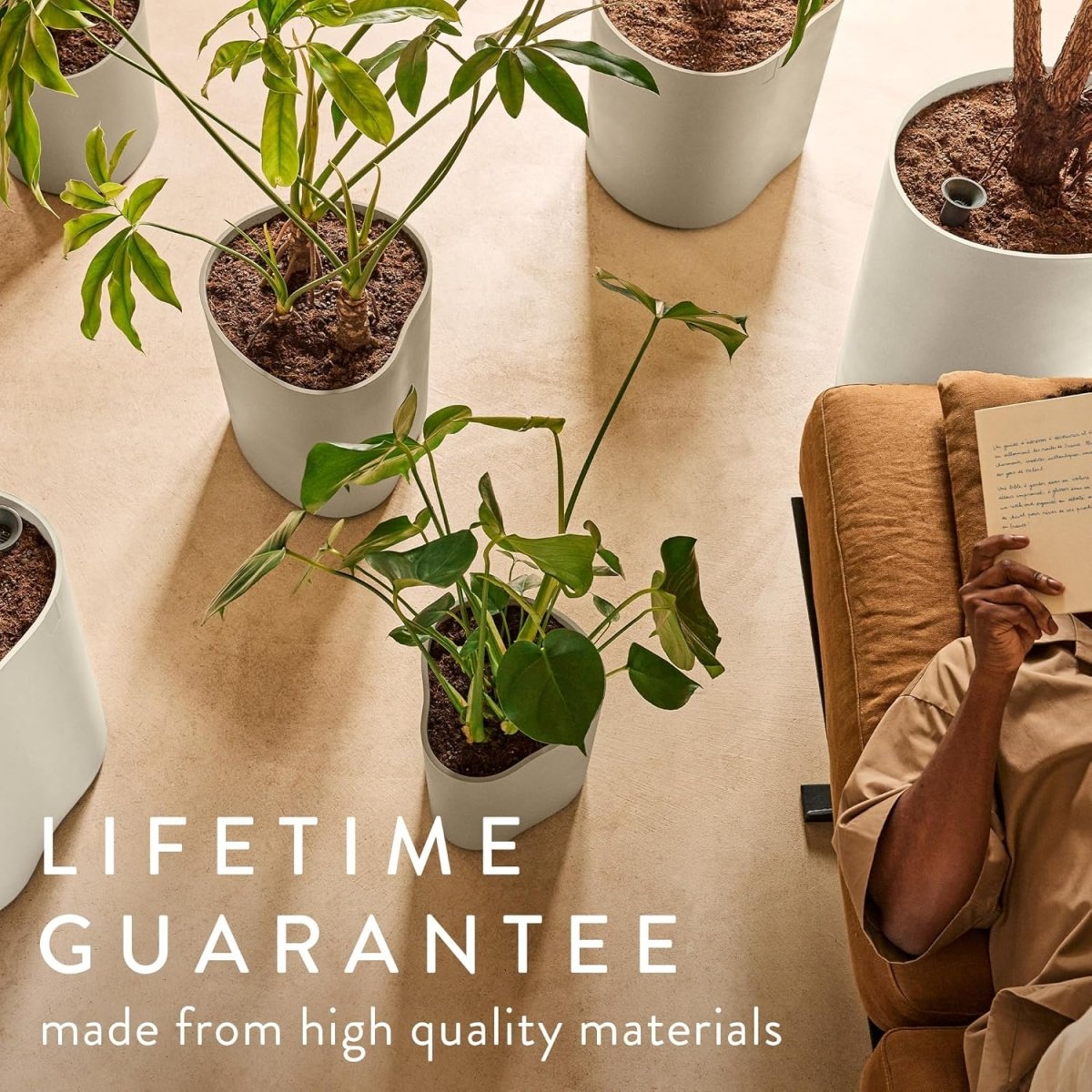 Self Watering Plant Pot 40cm Indoor Outdoor Recycled Plastic - Kwikley