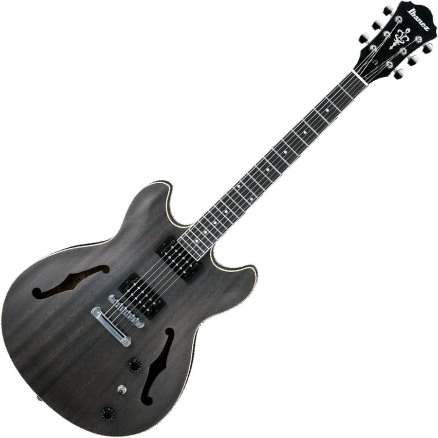 Semi Acoustic Electric Guitar Transparent Black F-Hole Maple Top - Kwikley