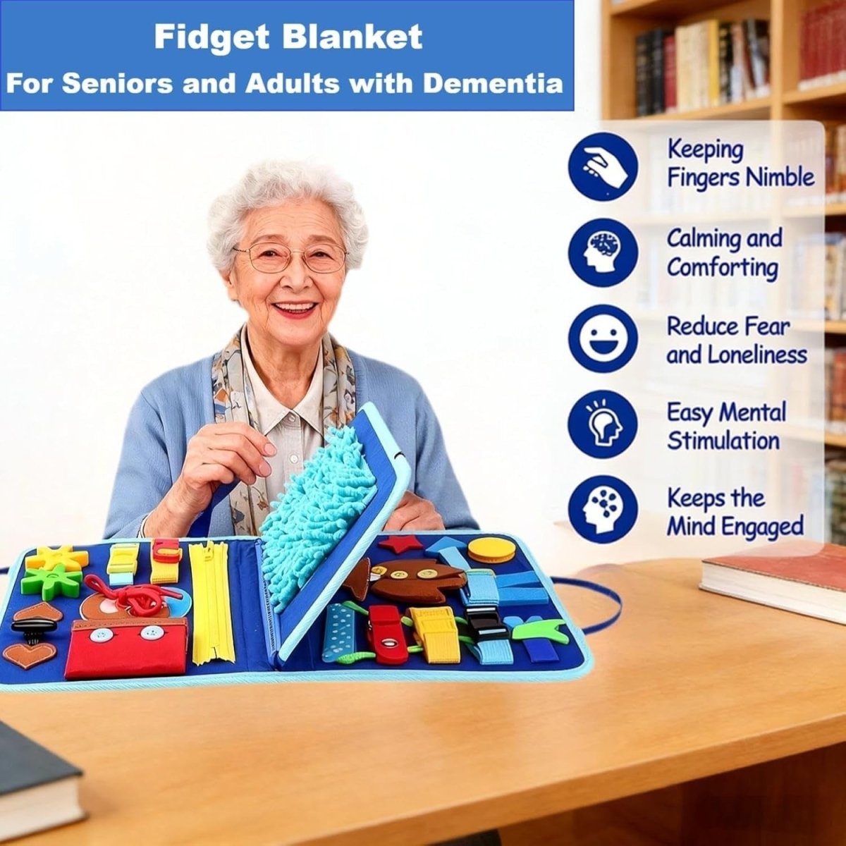 Sensory Fidget Blanket Busy Board Calming Activity Mat for Dementia & Kids - Kwikley