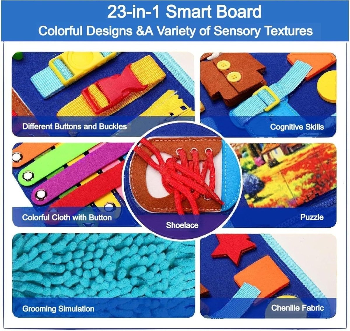 Sensory Fidget Blanket Busy Board Calming Activity Mat for Dementia & Kids - Kwikley