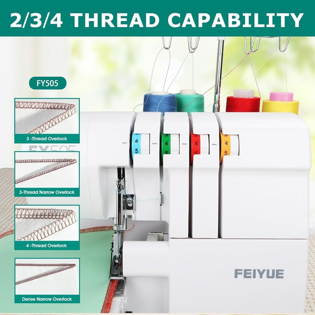 Serger Overlock Sewing Machine 2 3 4 Thread Metal Frame 1100 SPM - Kwikley