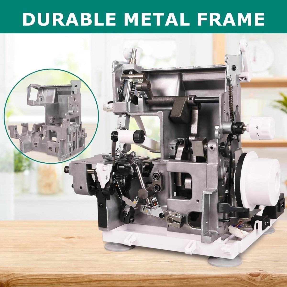 Serger Overlock Sewing Machine 2 3 4 Thread Metal Frame 1100 SPM - Kwikley