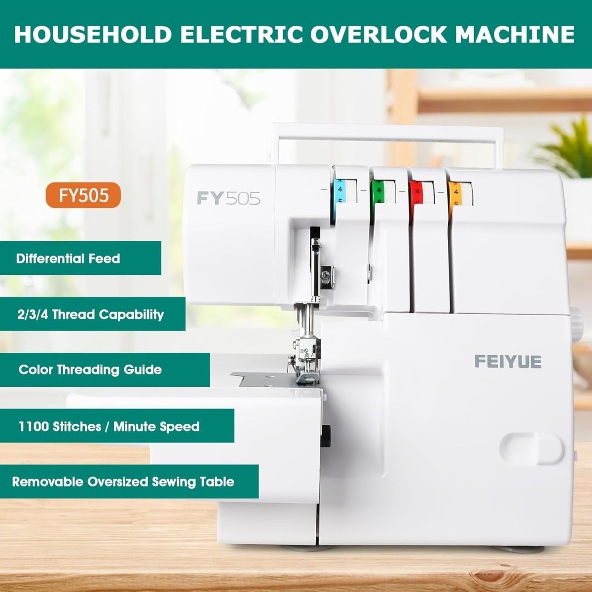 Serger Overlock Sewing Machine 2 3 4 Thread Metal Frame 1100 SPM - Kwikley