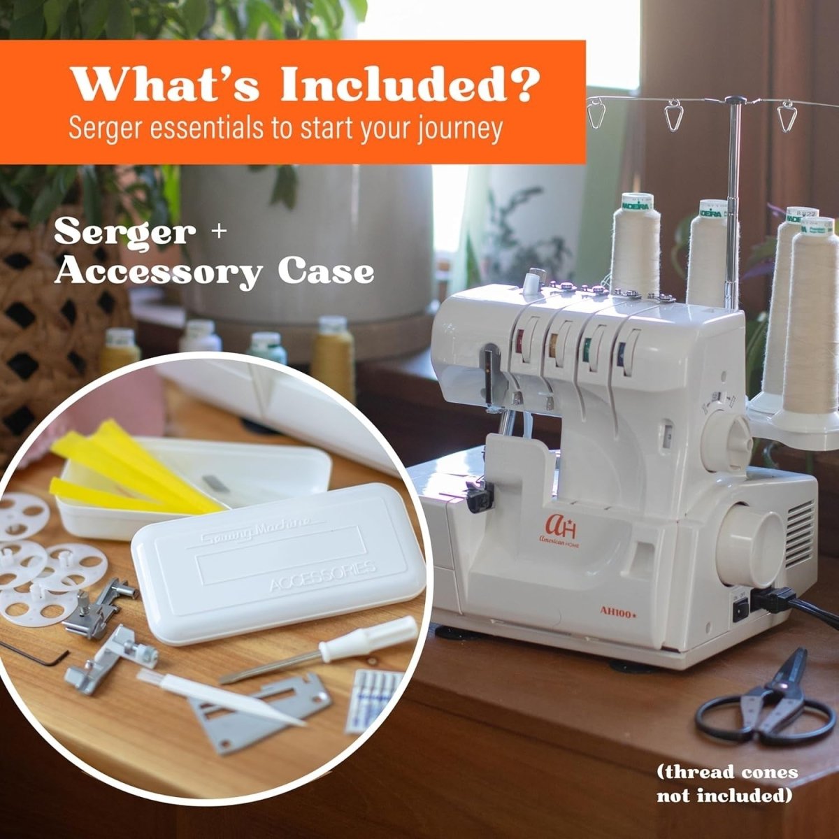 Serger Sewing Machine 4 3 2 Thread Differential Feed Free Arm Portable - Kwikley