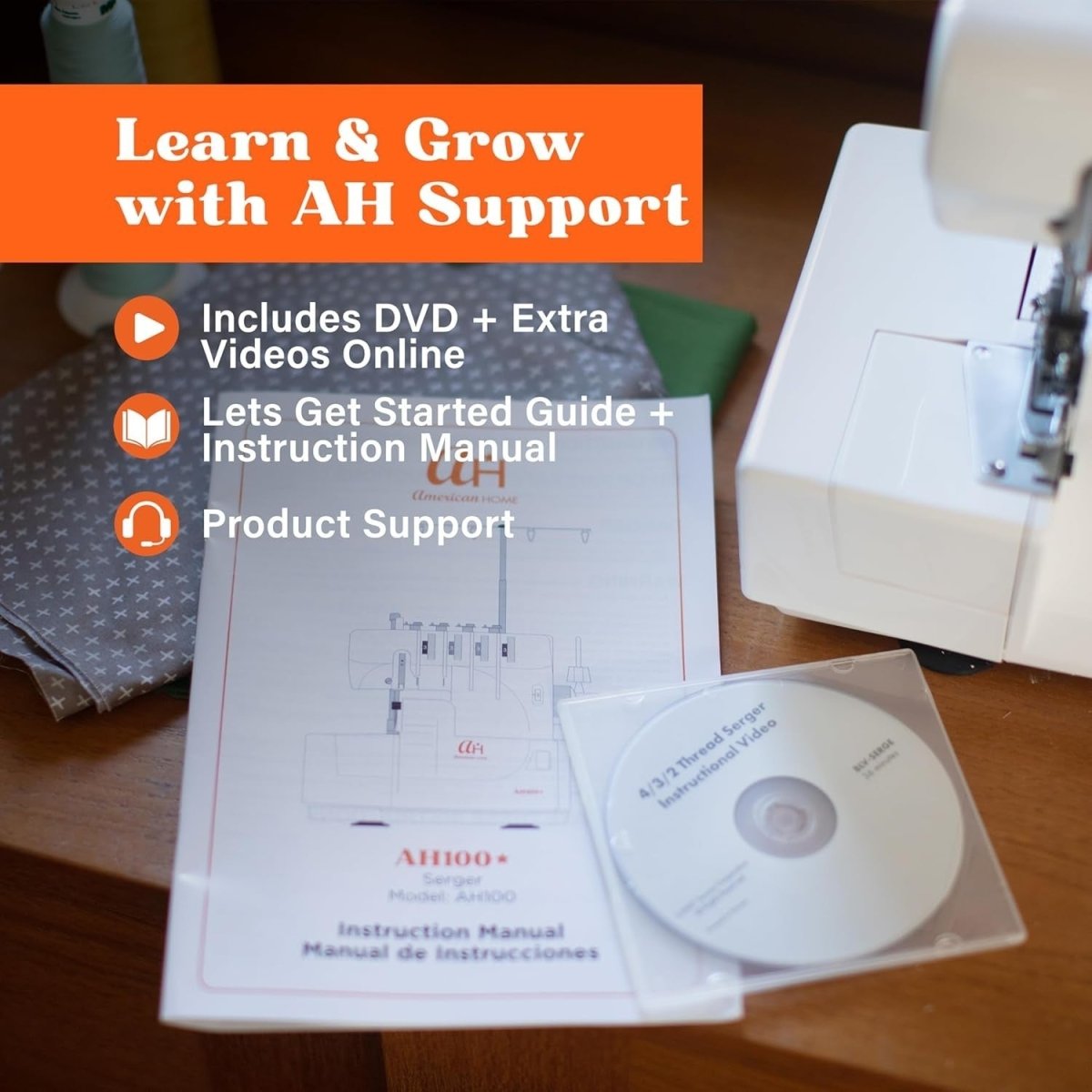 Serger Sewing Machine 4 3 2 Thread Differential Feed Free Arm Portable - Kwikley