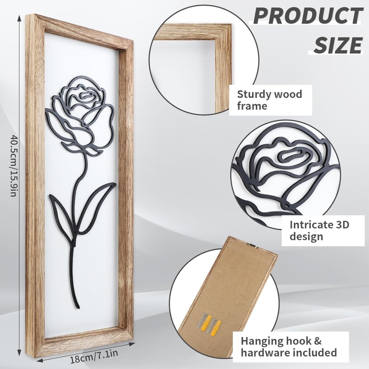 Set of 2 3D Boho Floral Wood Wall Art Farmhouse Decor - Kwikley