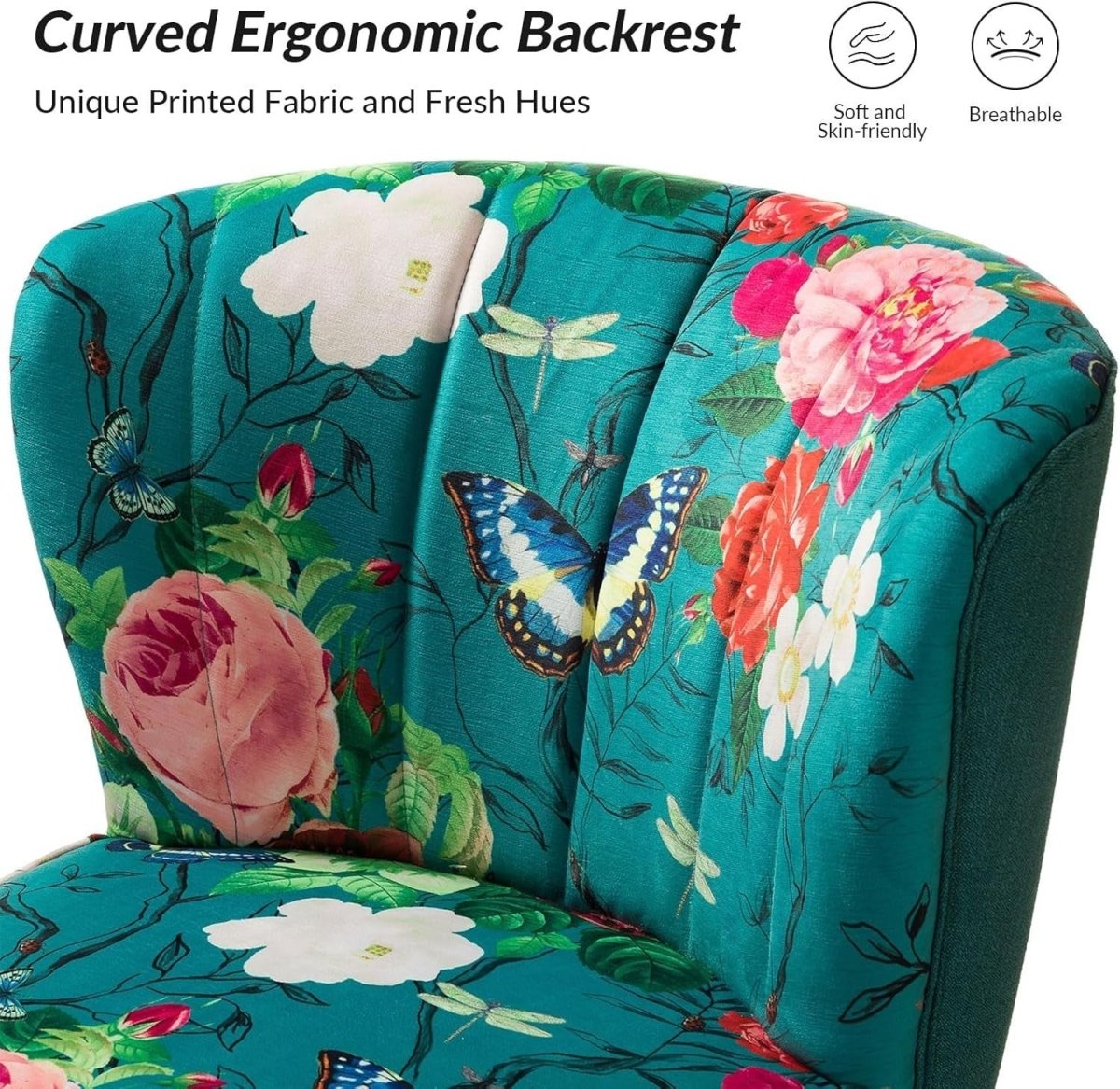 Set of 2 Blue Upholstered Dining Accent Chairs – Comfy Cushion & Gold Legs - Kwikley