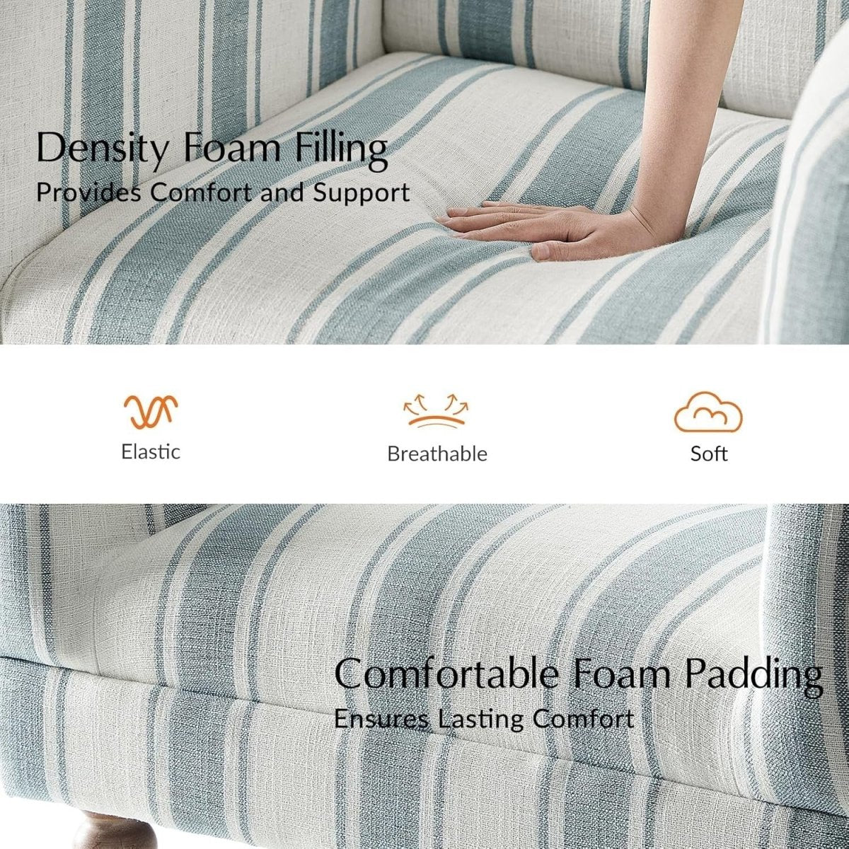 Set of 2 Comfy Upholstered Accent Chairs Armchairs Wood Legs for Living Room - Kwikley