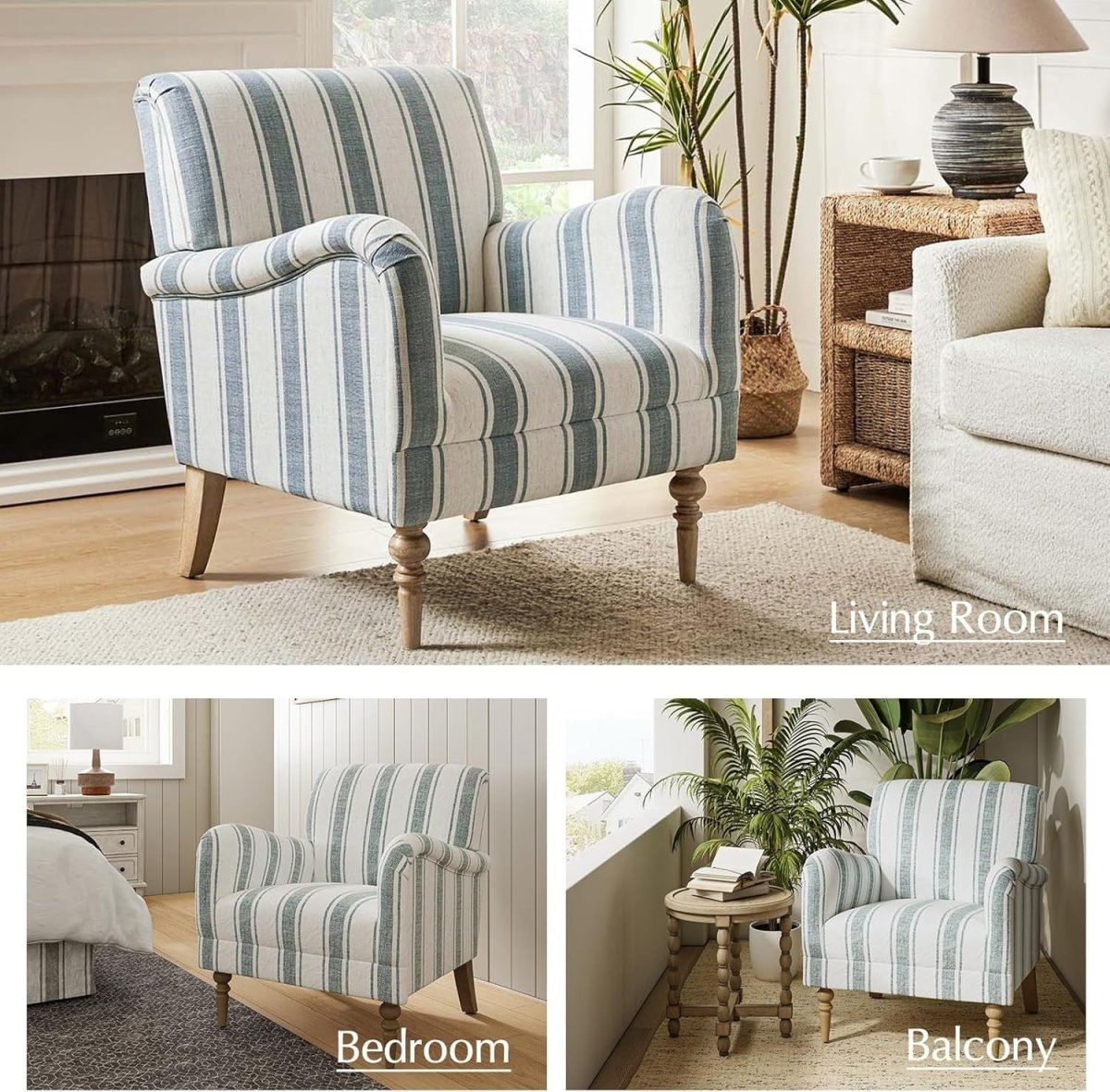 Set of 2 Comfy Upholstered Accent Chairs Armchairs Wood Legs for Living Room - Kwikley
