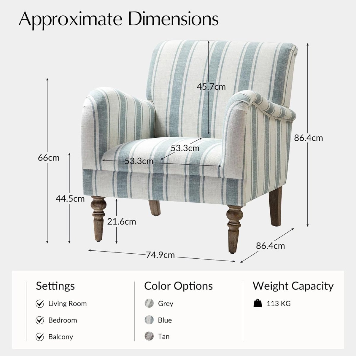 Set of 2 Comfy Upholstered Accent Chairs Armchairs Wood Legs for Living Room - Kwikley