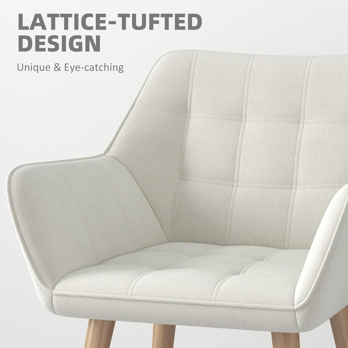 Set of 2 Cream White Velvet Armchairs Wide Arm Accent Chairs Modern Lounge - Kwikley