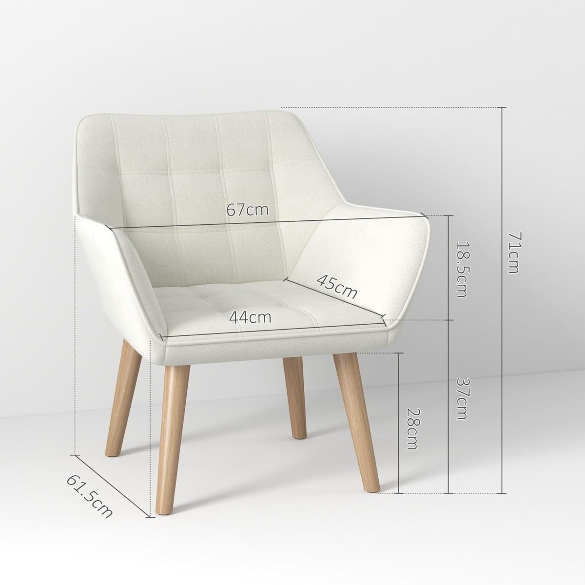Set of 2 Cream White Velvet Armchairs Wide Arm Accent Chairs Modern Lounge - Kwikley